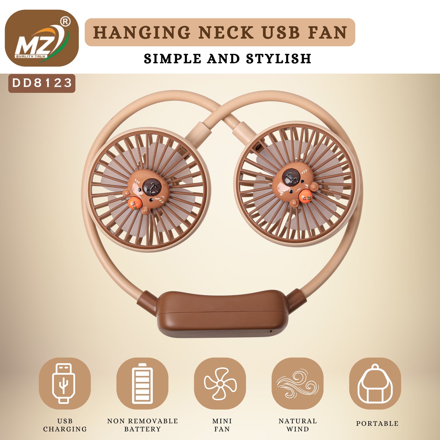 Rechargeable USB Neck Fan