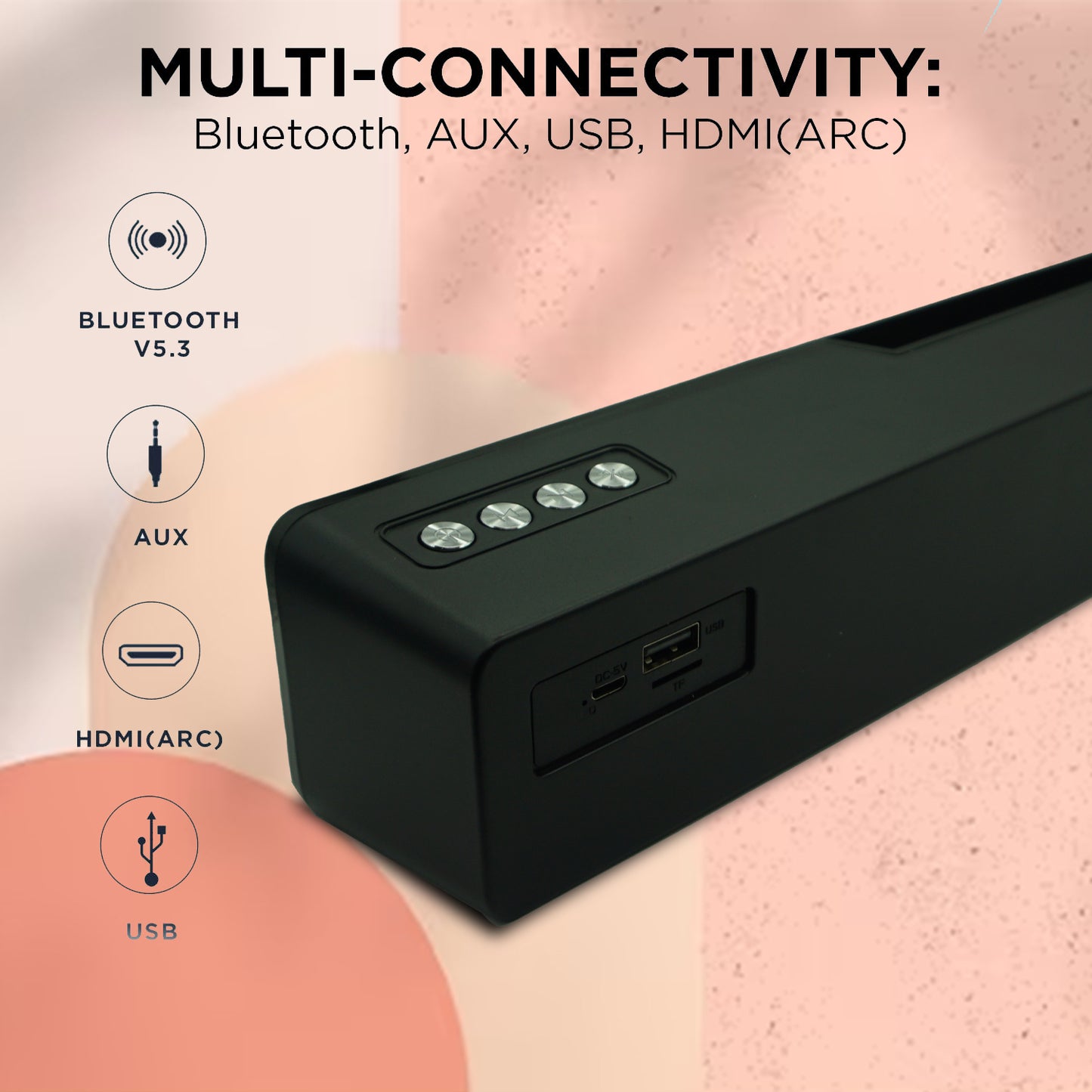 MZ M41 Wireless Bluetooth Sound Bar Speaker with USB, FM, TF Card, Mobile Phone Holder