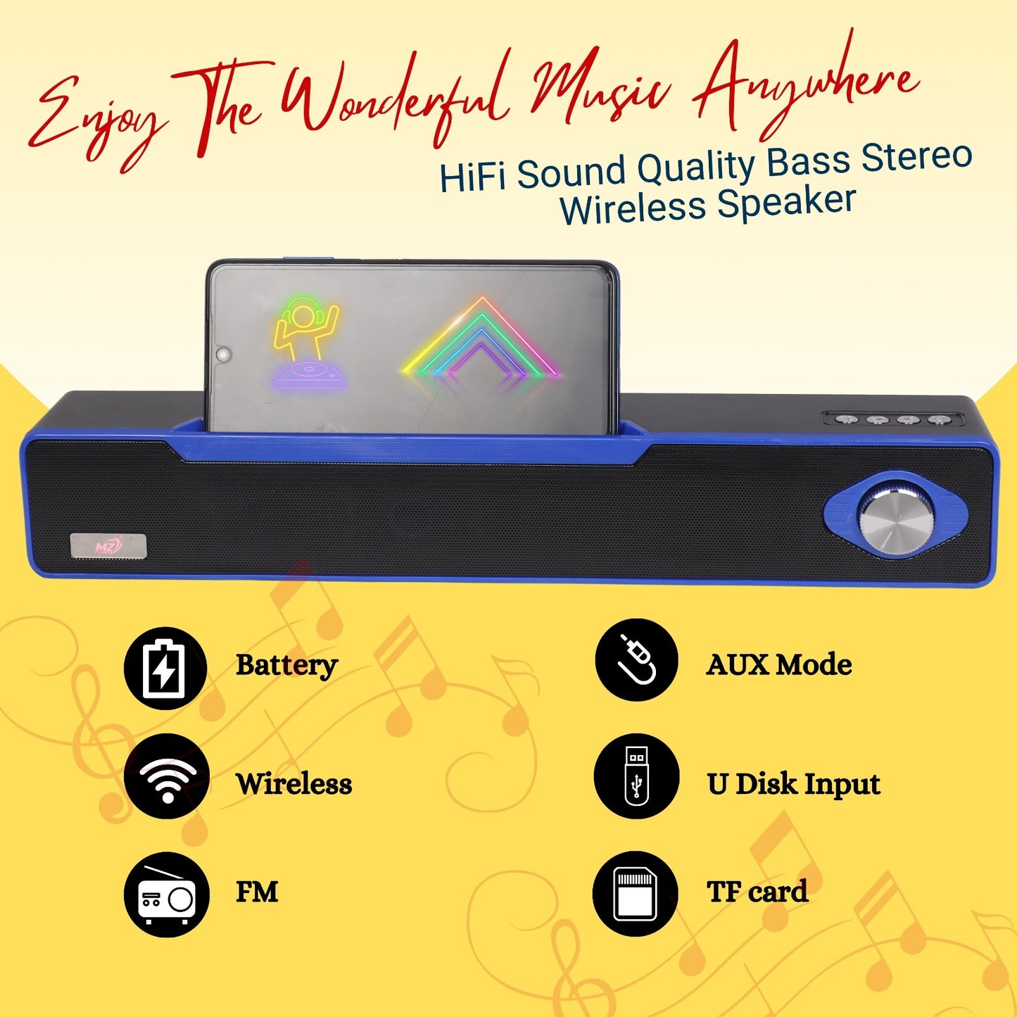 Wireless Sound Bar. Wired Power