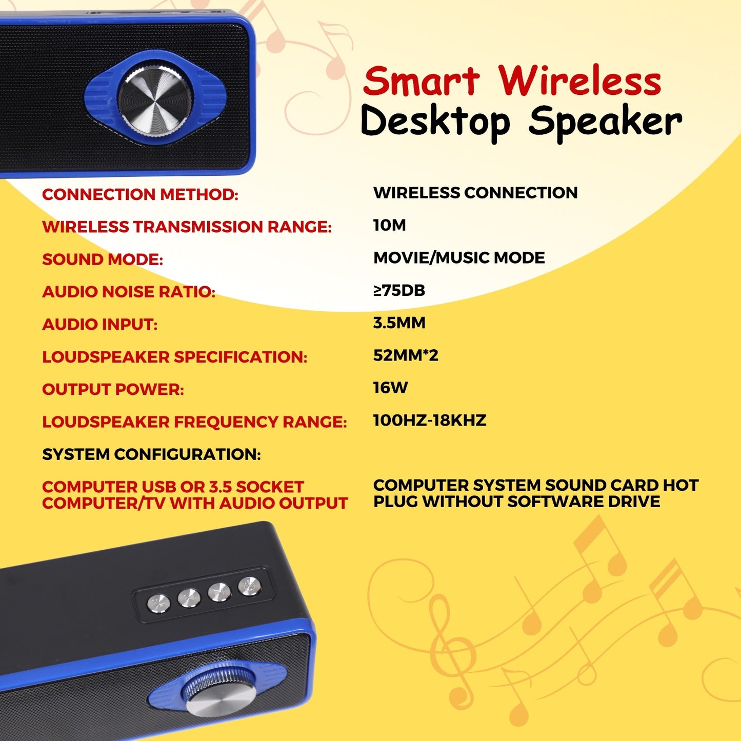 Wireless Sound Bar. Wired Power