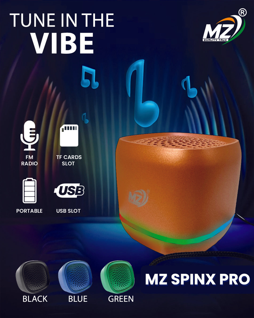 MZ Spinx Bluetooth Speaker with RGB Lights