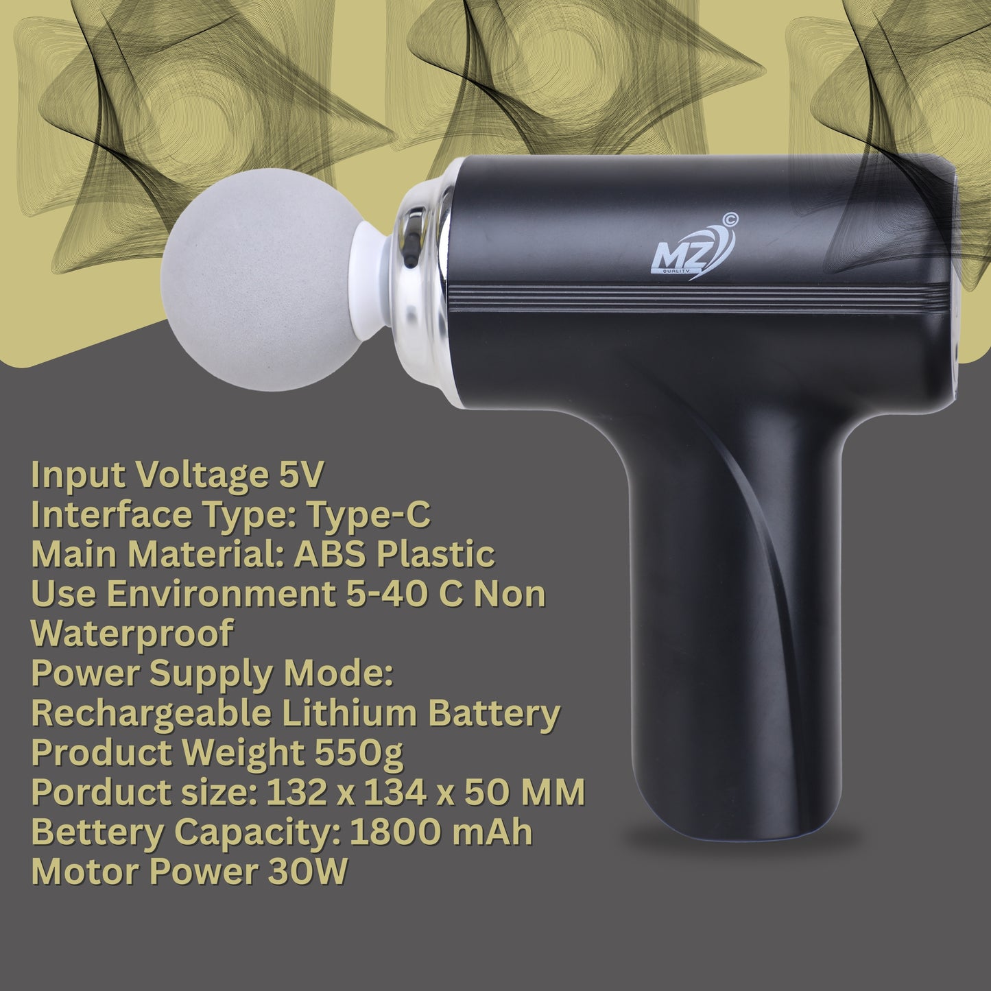 mz quality Body Massager for Pain Relief | Massage Gun for Back Leg & Full Body | 4 Specialized Heads For Full Body Pain Relief - Multicolor