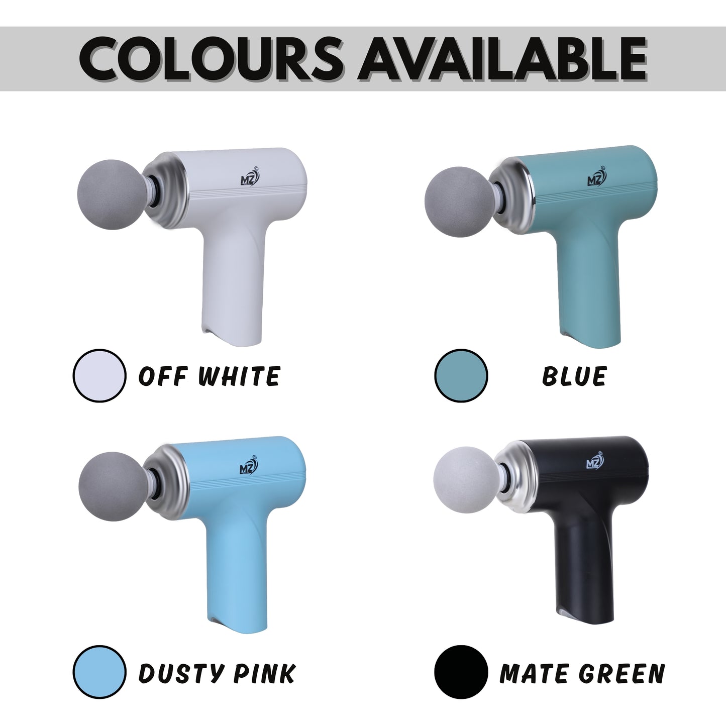 mz quality Body Massager for Pain Relief | Massage Gun for Back Leg & Full Body | 4 Specialized Heads For Full Body Pain Relief - Multicolor