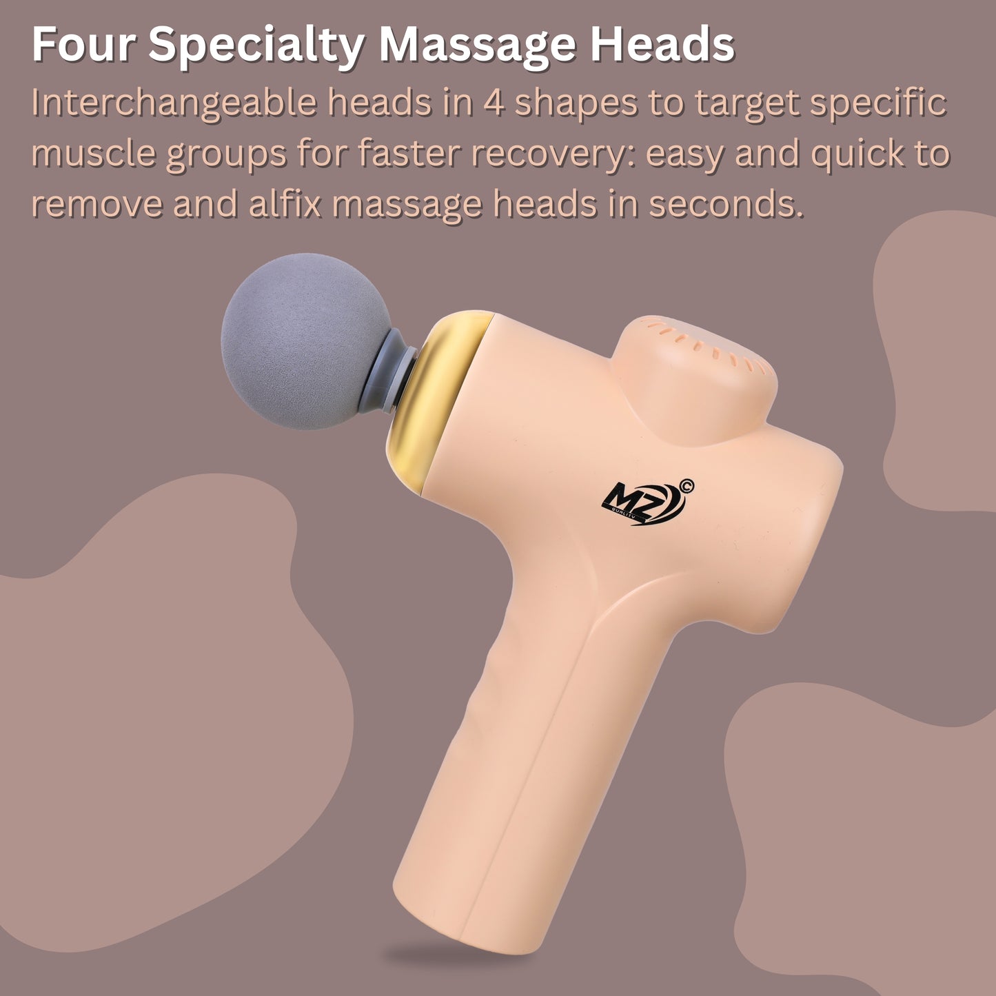Mz Quality Massage Gun | Body Massager for Pain Relief | Massage Gun for Back Leg & Full Body | 4 Specialized Heads For Full Body Pain Relief