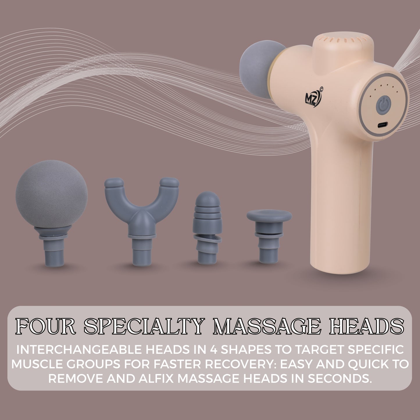 Mz Quality Massage Gun | Body Massager for Pain Relief | Massage Gun for Back Leg & Full Body | 4 Specialized Heads For Full Body Pain Relief
