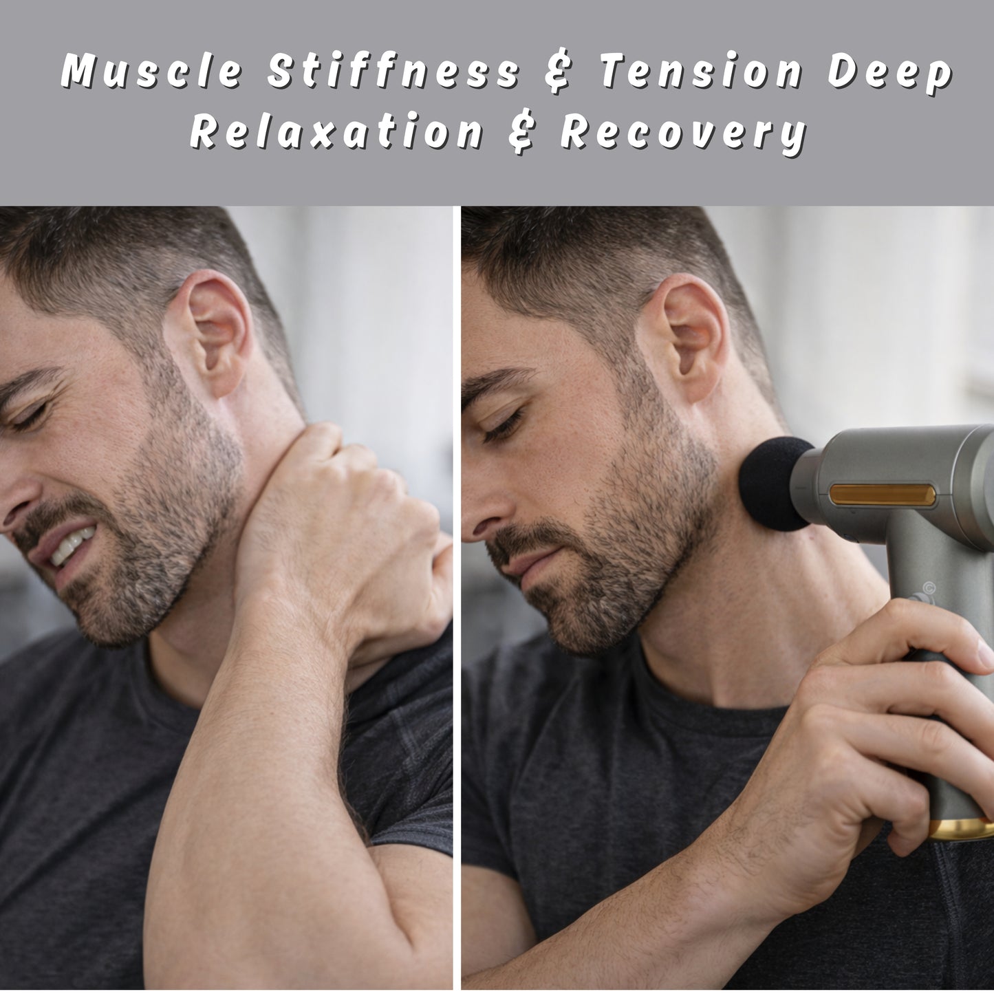 Massage Gun with 4 Attachment Heads, Black, Percussion Massager, Deep Tissue Muscle Recovery