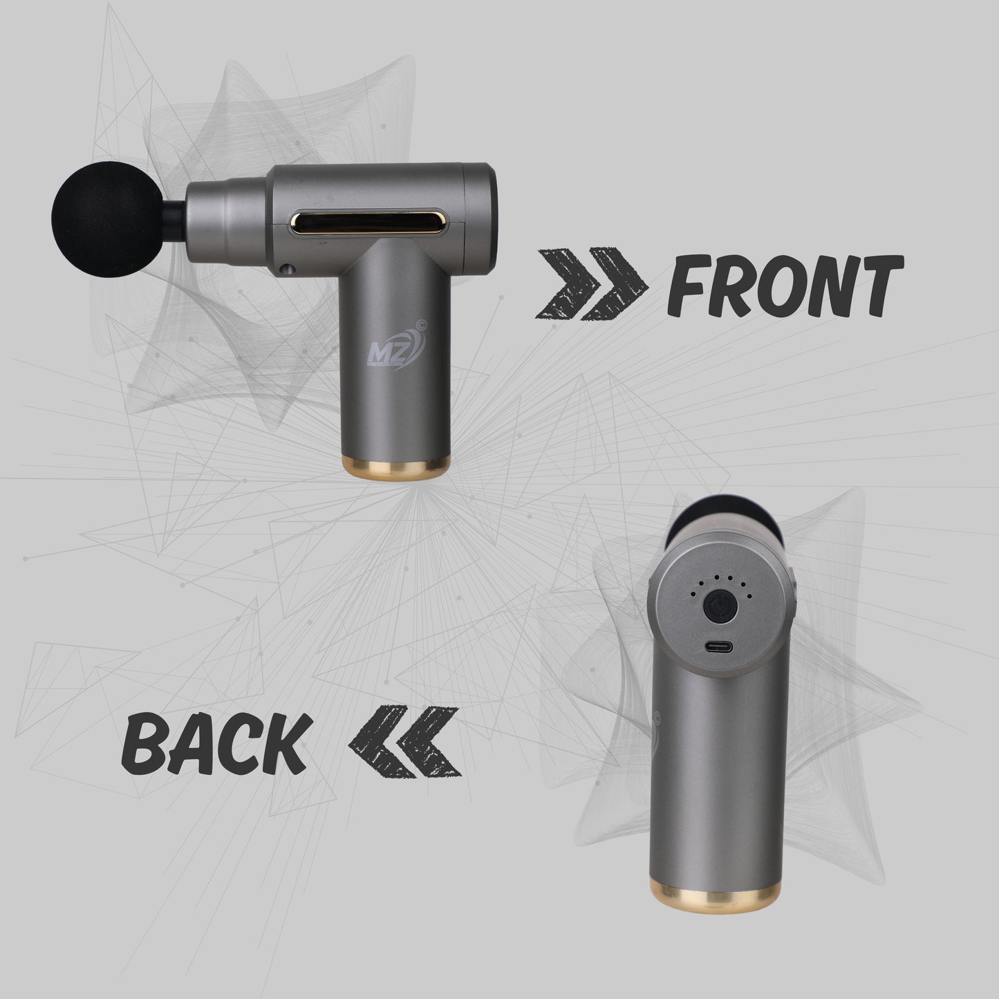 Massage Gun with 4 Attachment Heads, Black, Percussion Massager, Deep Tissue Muscle Recovery