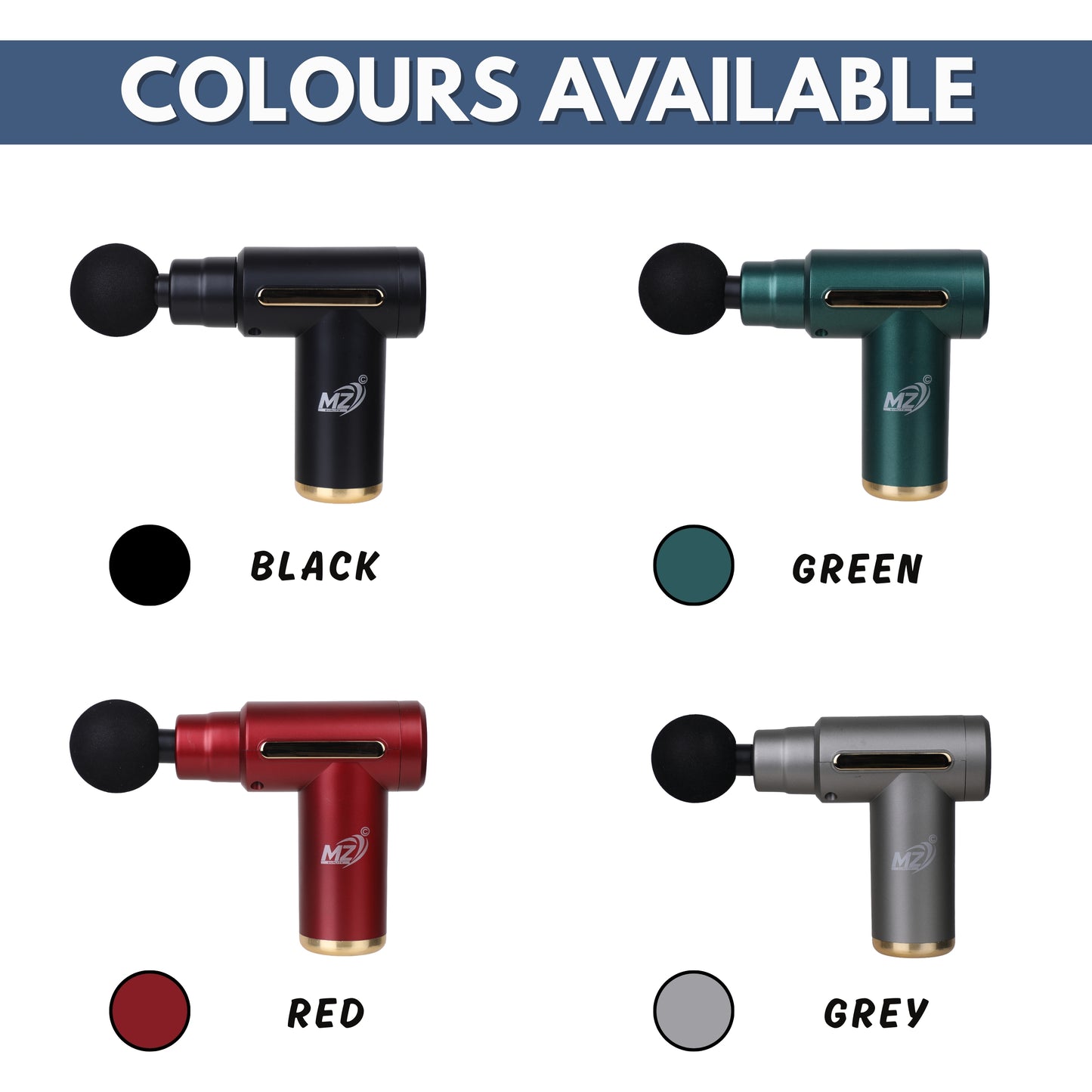 Massage Gun with 4 Attachment Heads, Black, Percussion Massager, Deep Tissue Muscle Recovery