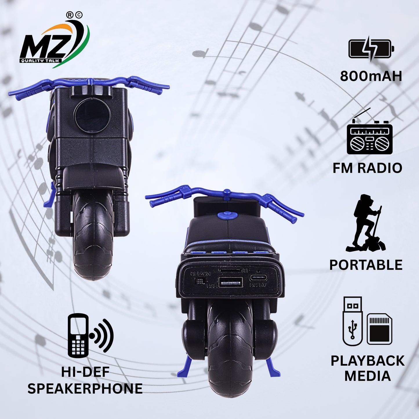 MZ quality Bike Speaker – Stylish Wireless Bluetooth Speaker