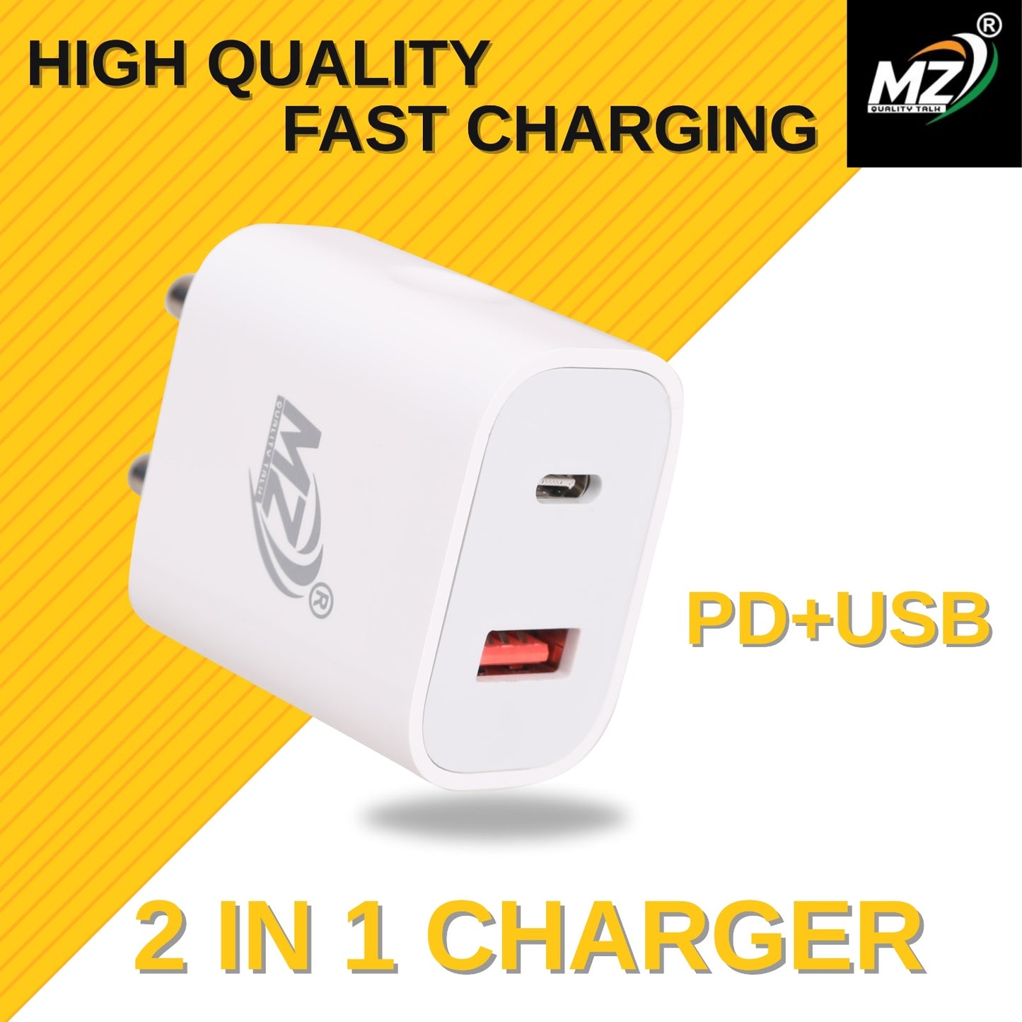 MZ-2-in-1 Fast Charger with Adaptor – Charge Smarter, Anywhere