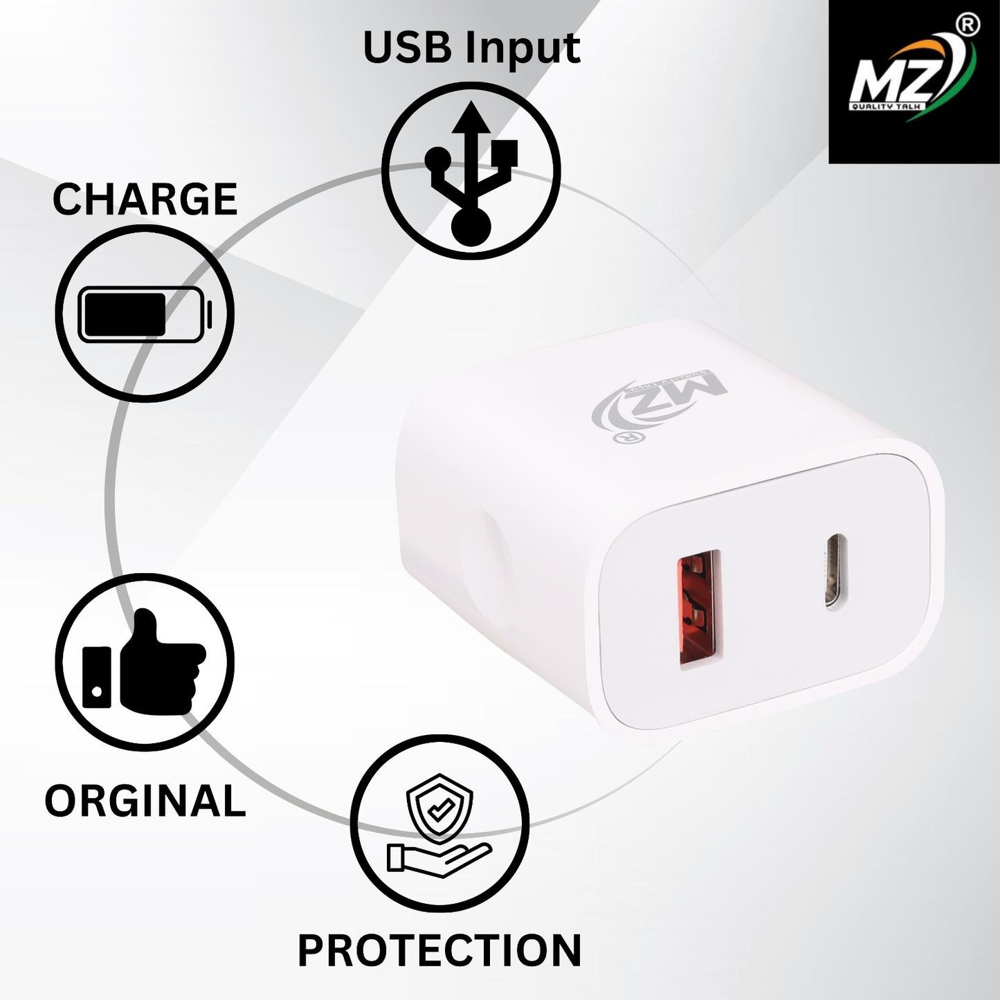 MZ-2-in-1 Fast Charger with Adaptor – Charge Smarter, Anywhere