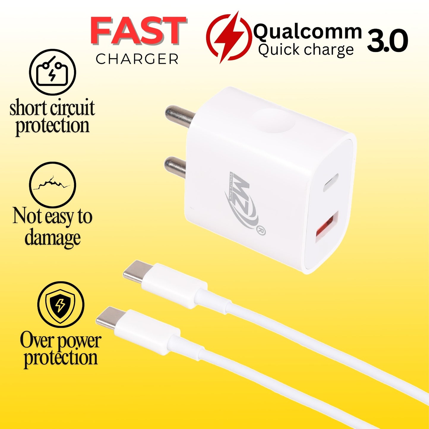 MZ-2-in-1 Fast Charger with Adaptor – Charge Smarter, Anywhere