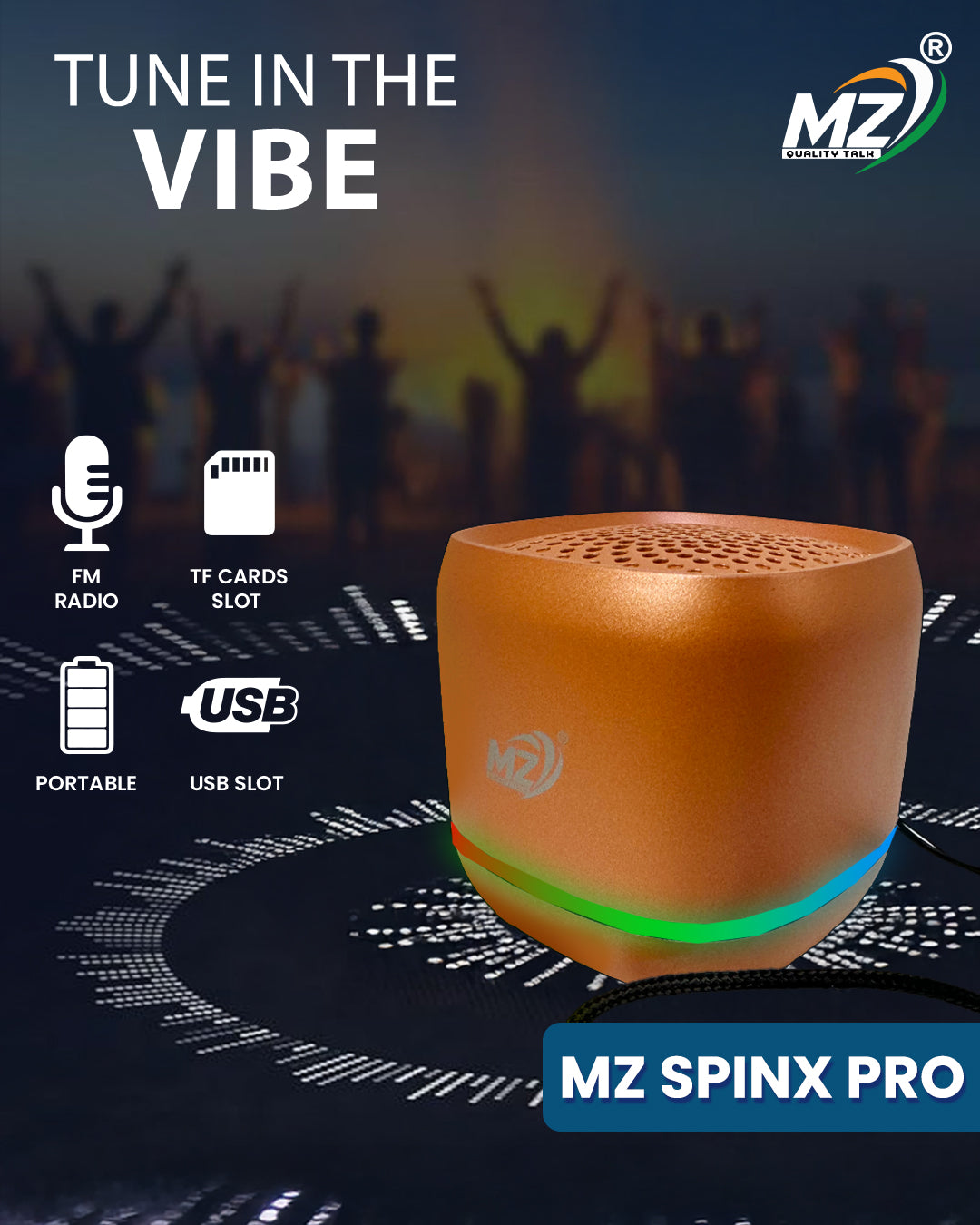MZ Spinx Bluetooth Speaker with RGB Lights