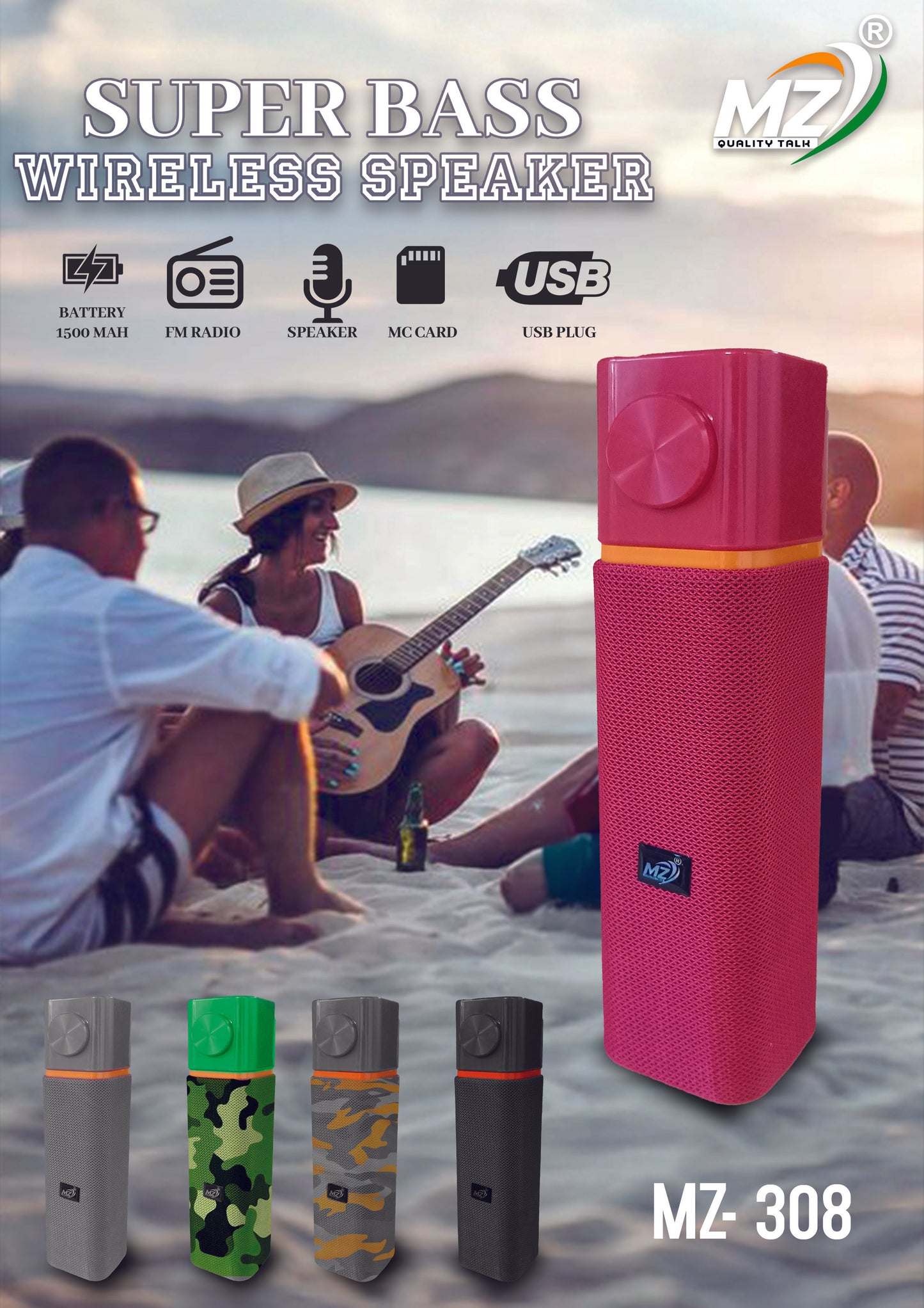 MZ 308 Vertical Bluetooth Sound Bar – Powerful Sound in a Sleek Design