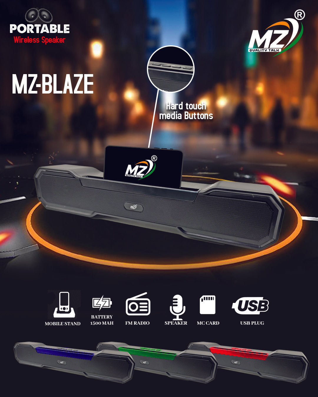 MZ Blaze Bluetooth Sound Bar – Immersive Audio, Sleek Design