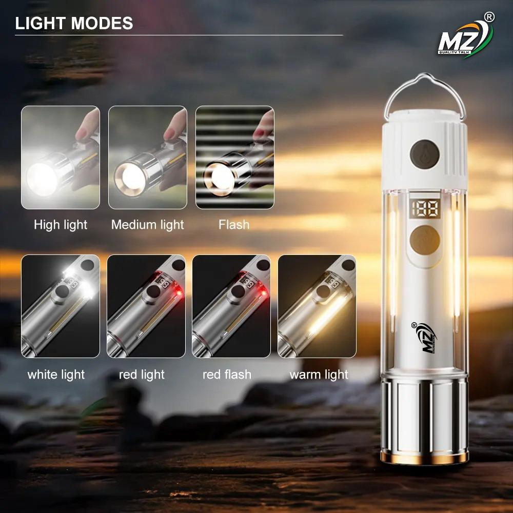 MZ Quality Torch Flashlight Rechargeable LED High Lumens - Super Bright Flash Light with 5 Modes, Waterproof Powerful Lintera for Home, Camping