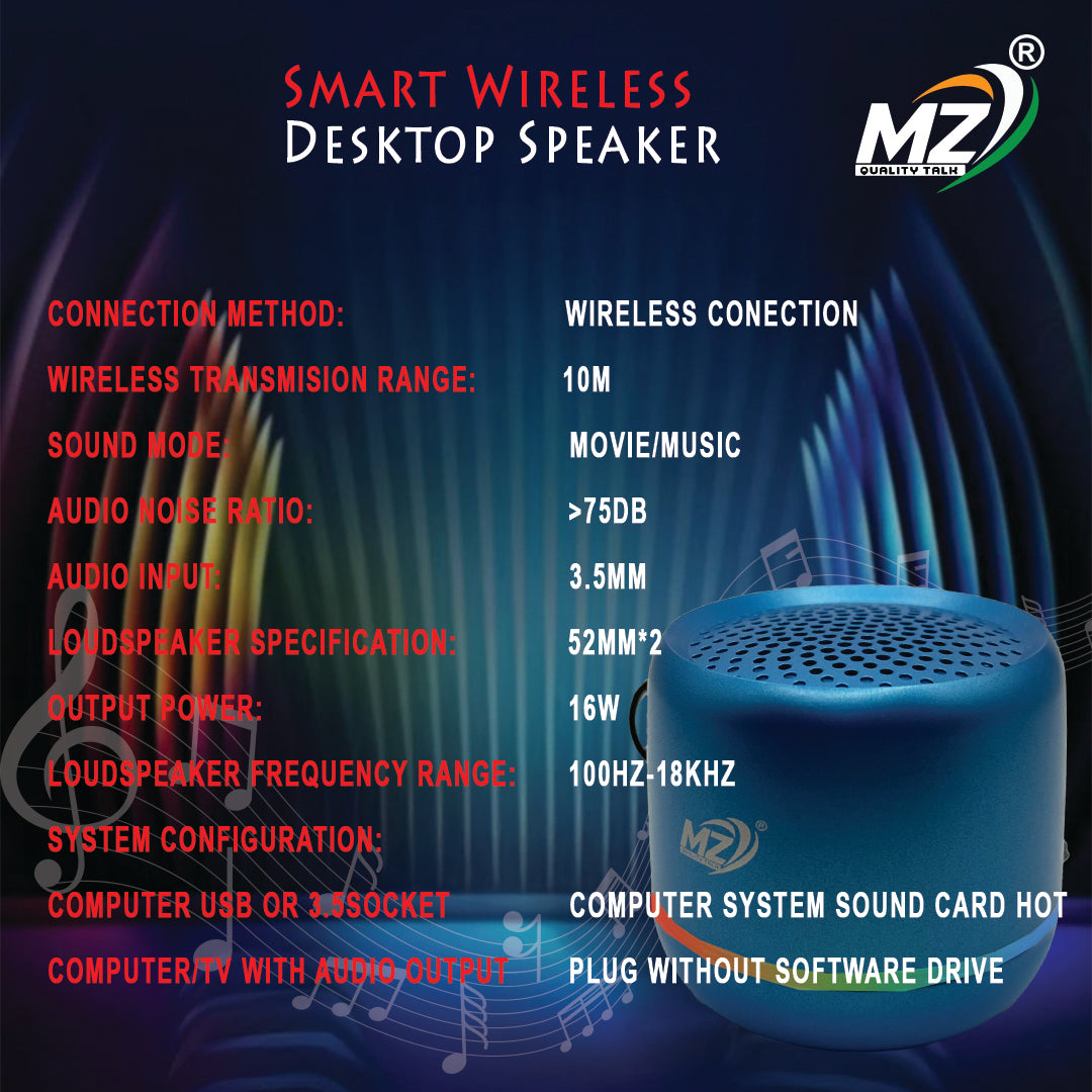 MZ Blitz Pro Stylish & Fun – Compact RGB Bluetooth Speaker