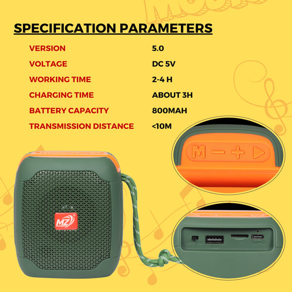 Mz Quality Talk 5W Portable Speaker,24 Hours Playtime,Powerful Bass, Wireless Stereo Speaker 5 W Bluetooth Speaker  (Blue, 5.1 Channel)